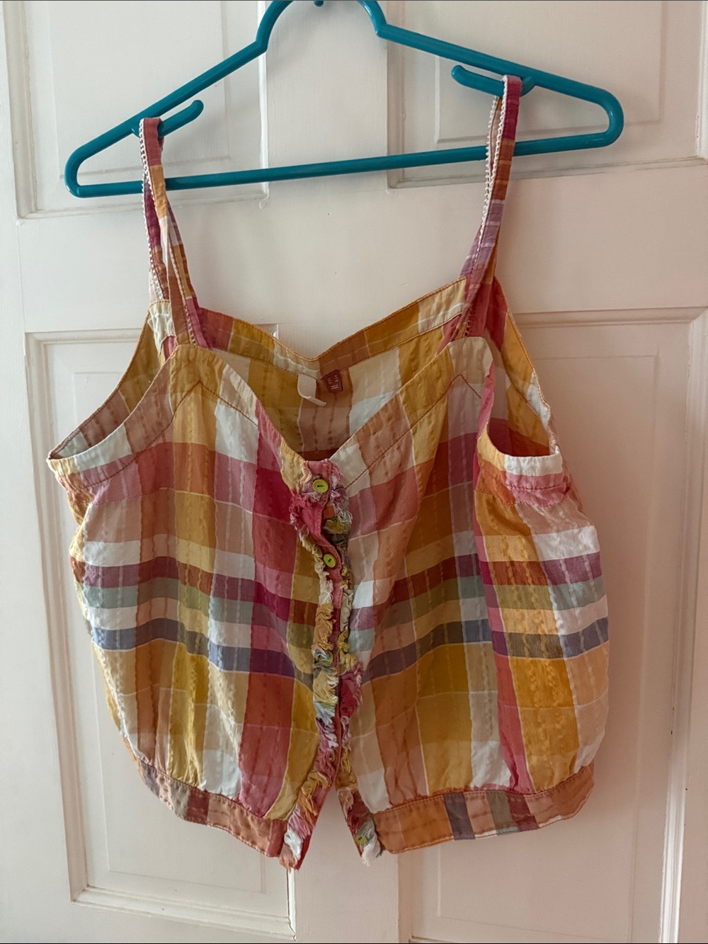 Free People Multicolor Plaid Button-Front Cami